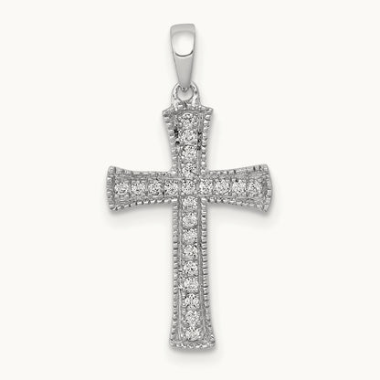 1/10ct. Diamond Cross Pendant — 14K White Gold, 22.5mm, 0.11 ct