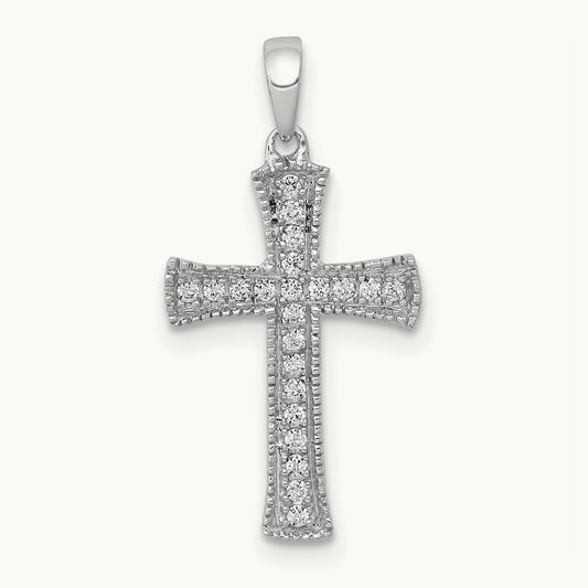 1/10ct. Diamond Cross Pendant — 14K White Gold, 22.5mm, 0.11 ct