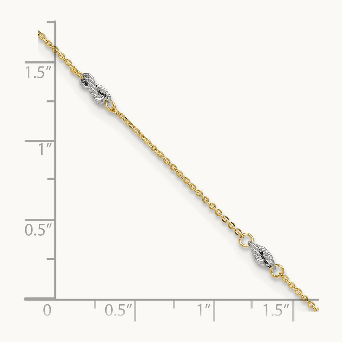 Fancy 9in Plus 1in Ext Anklet, 14K Two-tone