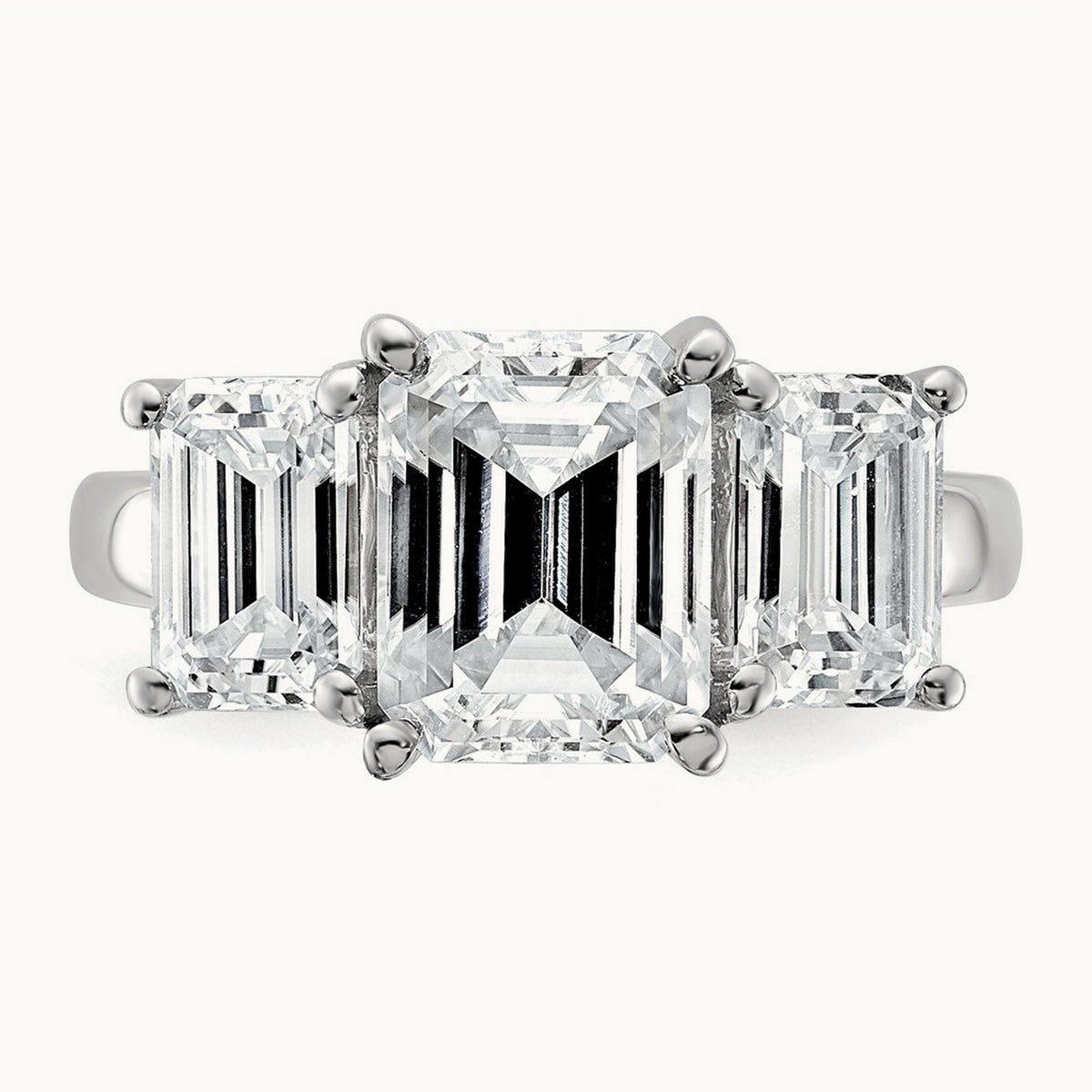 Emerald 3 Stone Engagement Ring, 1.50-4.25 ct tw Lab-Grown Diamond — 2 1/2 ct, 14K White Gold