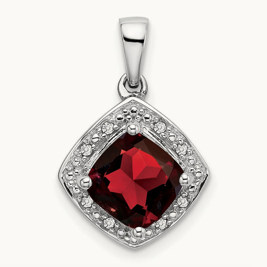 Cushion Garnet and Diamond Pendant — photo set