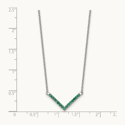 Emerald 18in. V-Necklace, 14K White Gold