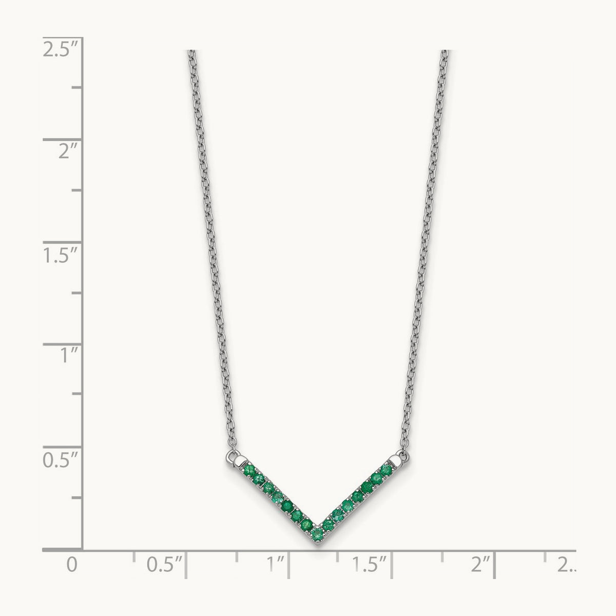 Emerald 18in. V-Necklace, 14K White Gold