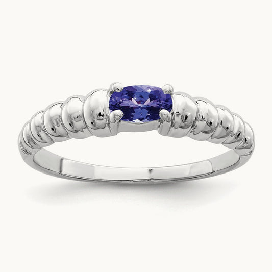 5x3mm Oval Tanzanite ring, 14K White Gold