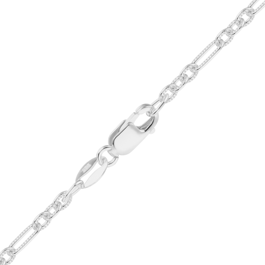 Textured Figaro Cable Anklet in sterling silver