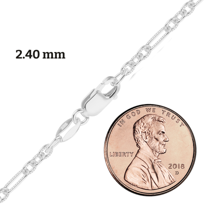Textured Figaro Cable Anklet in sterling silver