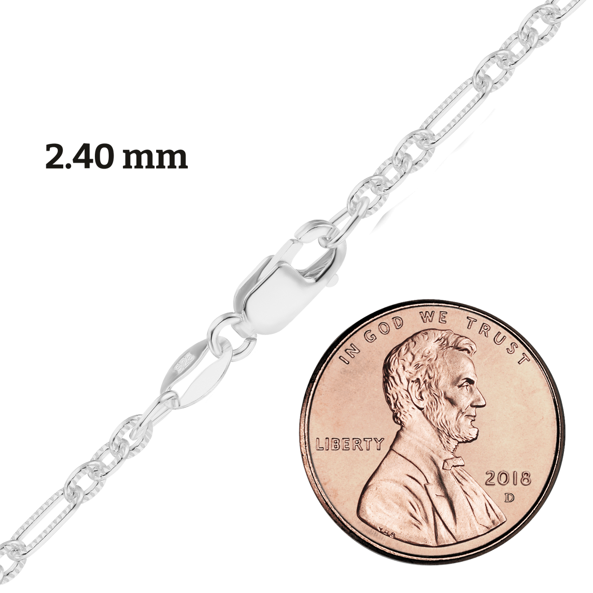 Textured Figaro Cable Necklace in sterling silver