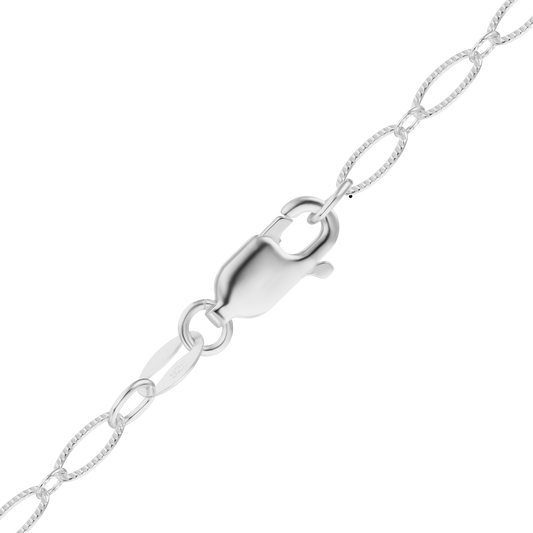 Alternating Oval Cable Necklace in sterling silver