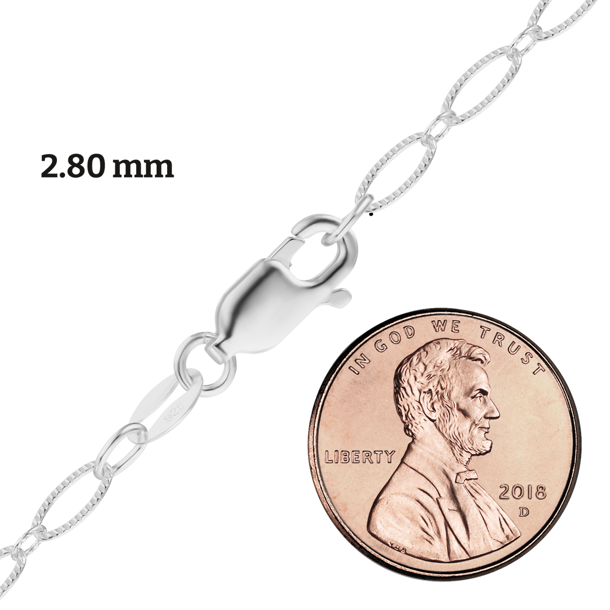 Alternating Oval Cable Necklace in sterling silver