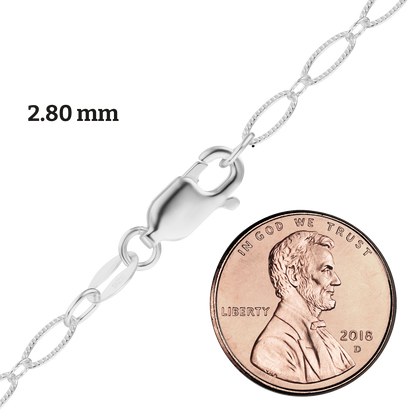 Alternating Oval Cable Necklace in sterling silver