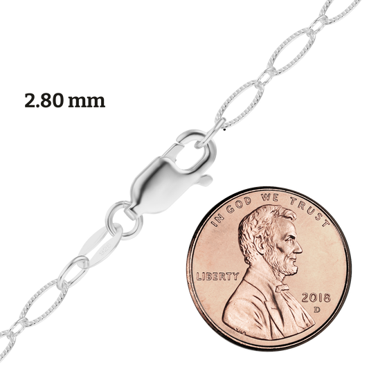Alternating Oval Cable Necklace in sterling silver