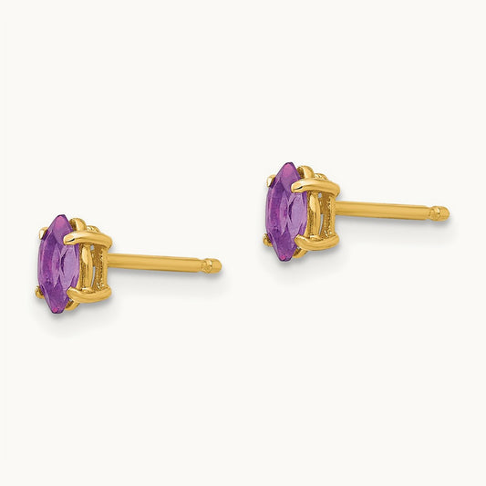 5x2. Marquise Amethyst earring, 5mm, 14K