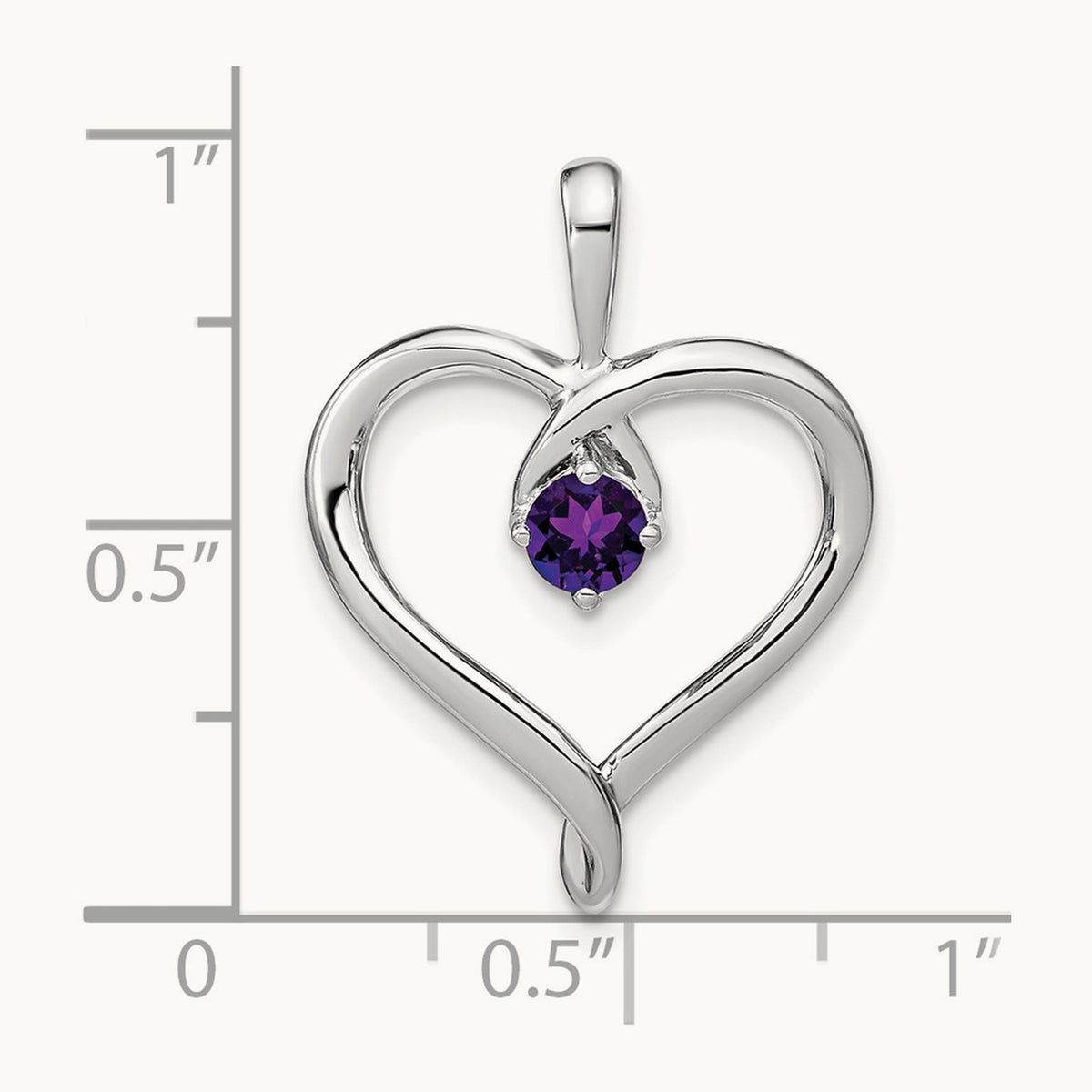 Amethyst Heart Pendant, 14K White Gold