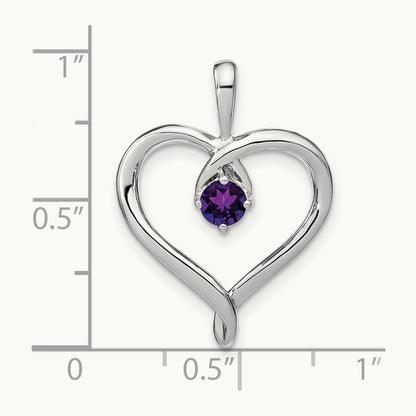 Amethyst Heart Pendant, 14K White Gold