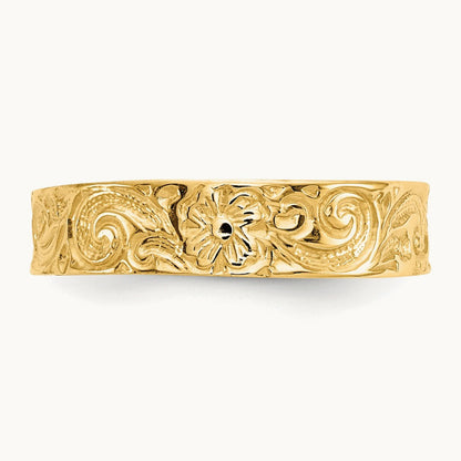 Flower/Scroll Toe Ring, 14K