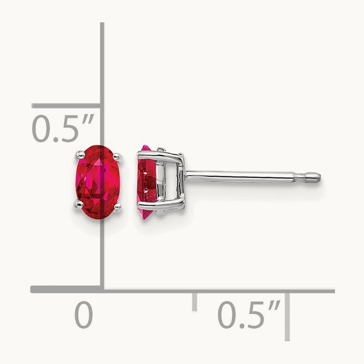 Ruby Post Earrings — 14K White Gold