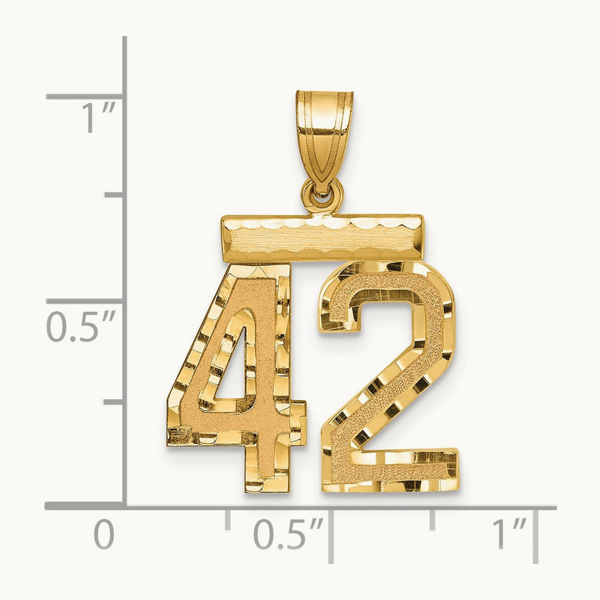 Medium Diamond-cut Number 42 Charm, 14K