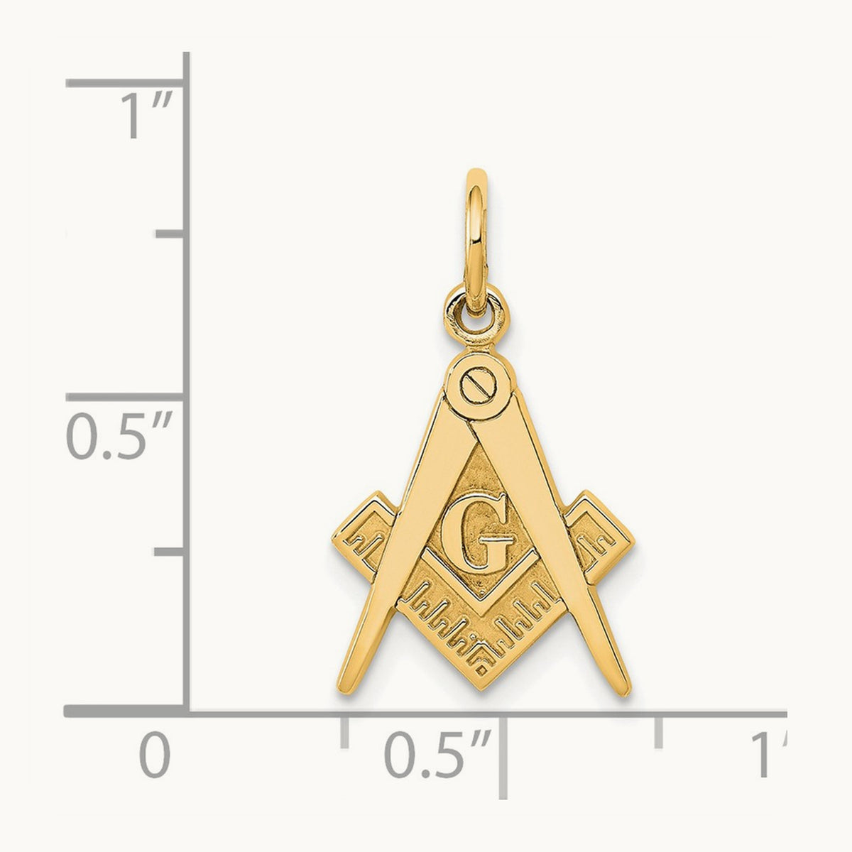 Polished and Textured Masonic Symbol Charm, 14K