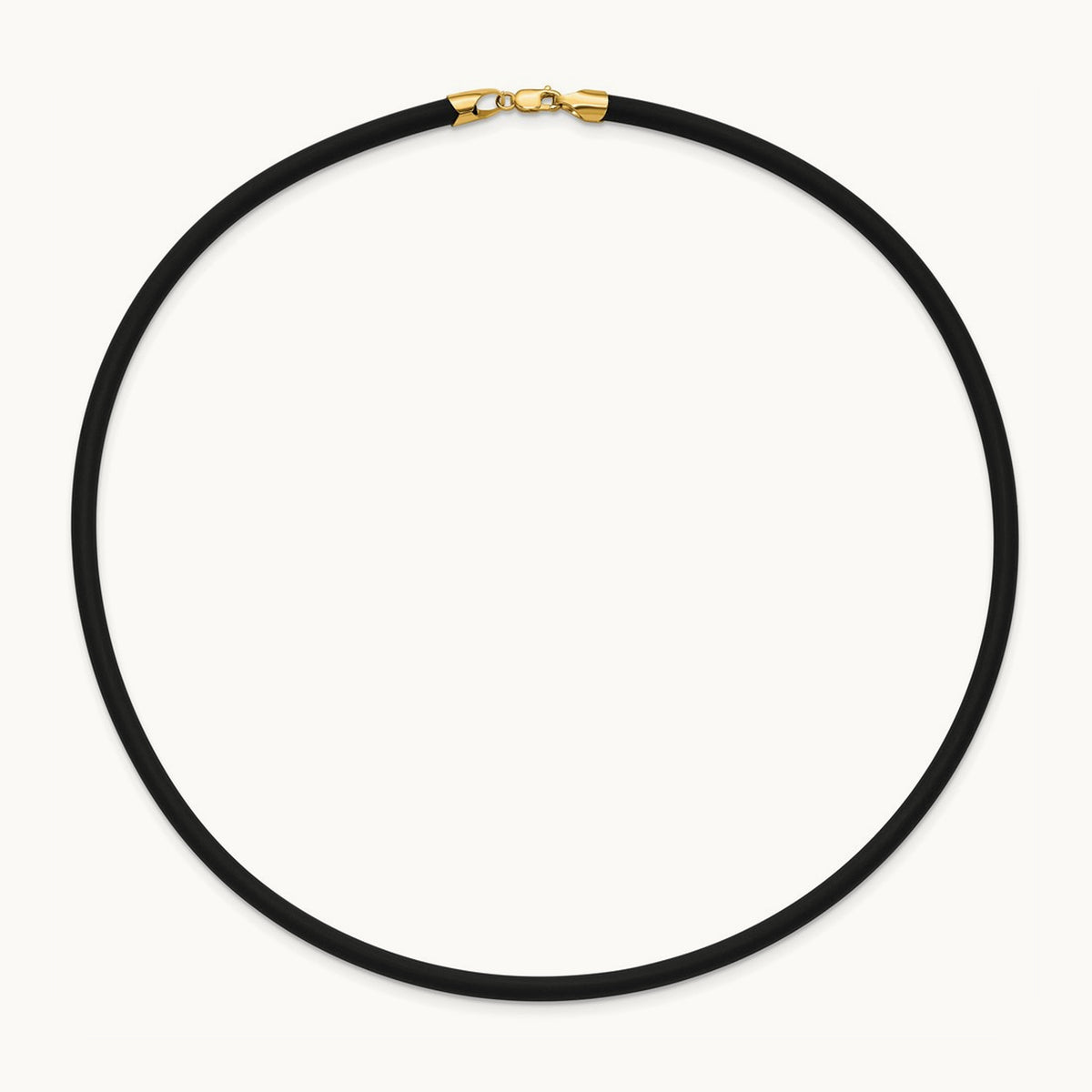 18in with Yellow Clasp Black Rubber Cord Necklace — 4mm