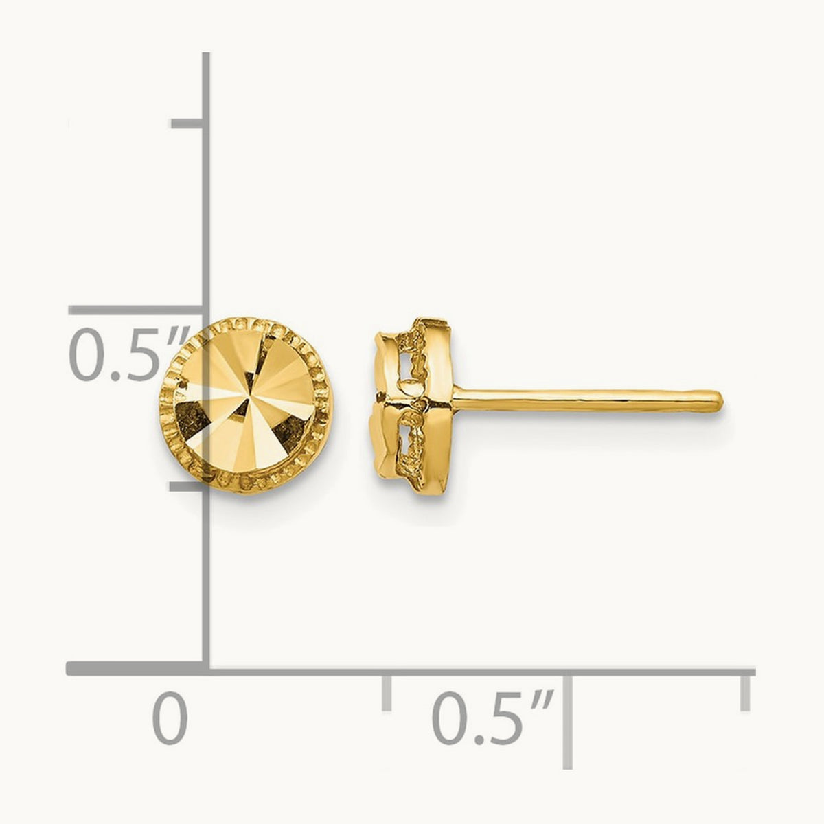 Diamond-Cut Round Post Earrings — 14K Yellow Gold