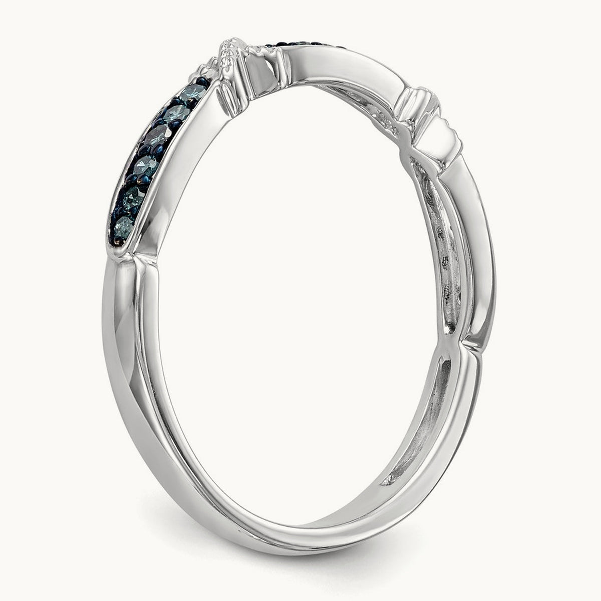 Blue Diamond Band, 14K White Gold