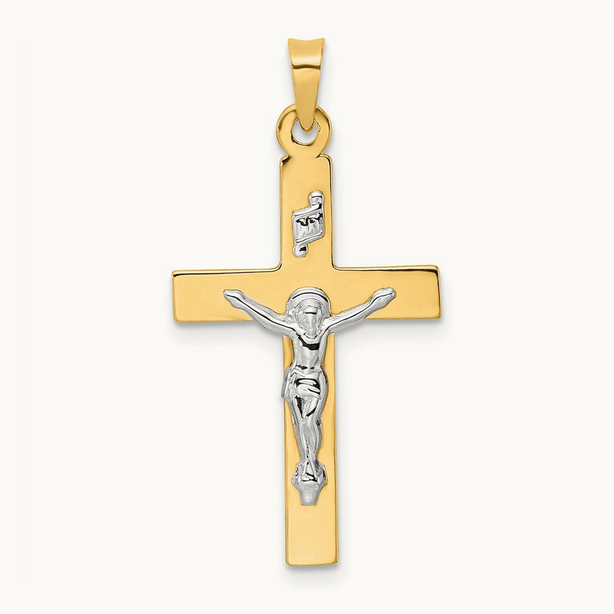 Polished Solid INRI Crucifix Pendant — 32mm
