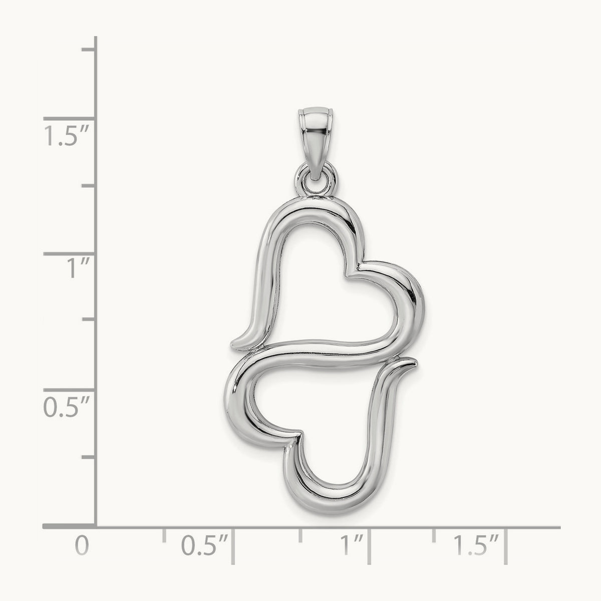 Polished Connected Double Hearts Pendant — 14K Yellow Gold
