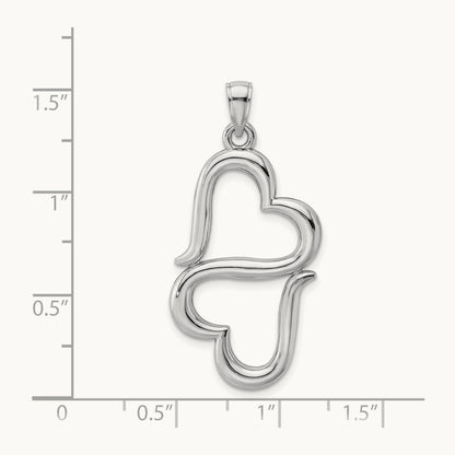 Polished Connected Double Hearts Pendant — 14K Yellow Gold