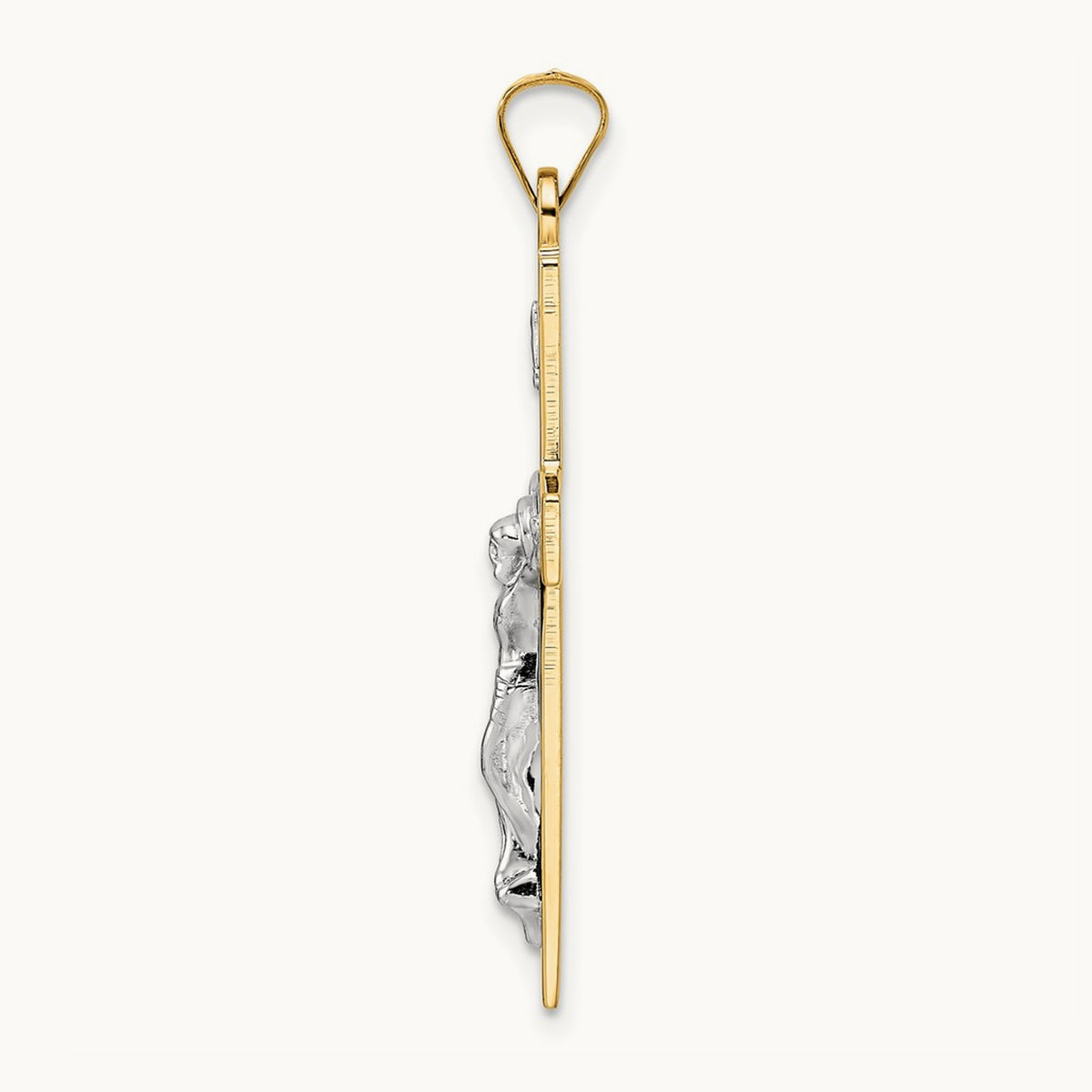 Polished Solid INRI Crucifix Pendant — 34.9mm