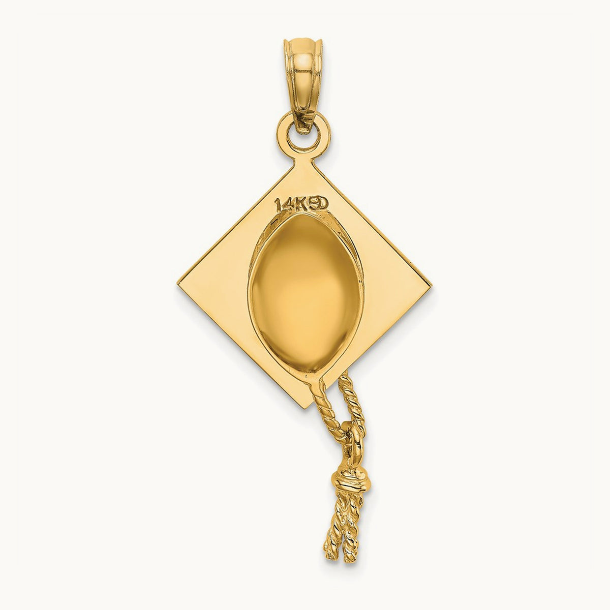3-D Graduation Cap with Moveable Tassle Charm — 14K Yellow Gold
