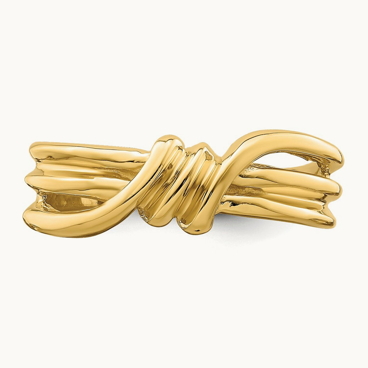 Polished Ribbed Band Ring, 14K