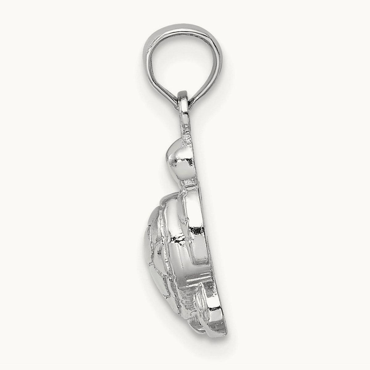 Textured Mini Sea Turtle Charm — 14K White Gold