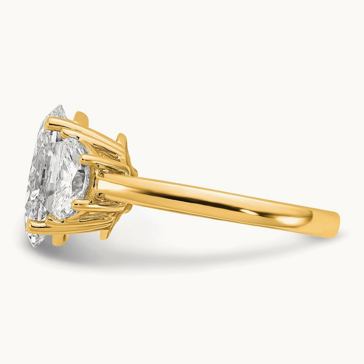 Half Moon and Oval Semi-Mount Engagement Ring, 0.50-1.00 ct tw Lab-Grown Diamond — 1 ct, 14K Yellow Gold