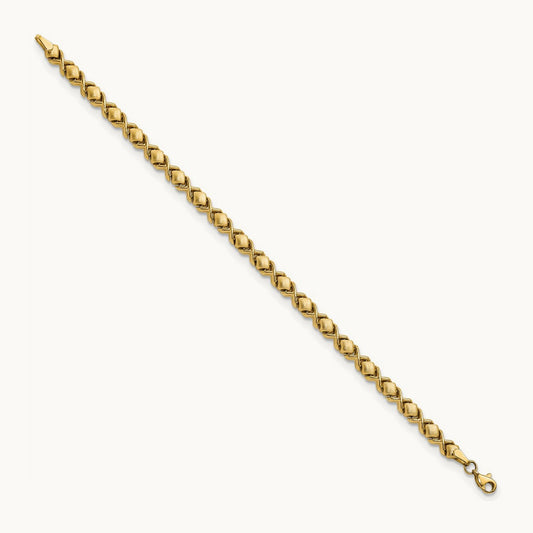 Brushed and Polished Stampato 7.5in Bracelet, 14K