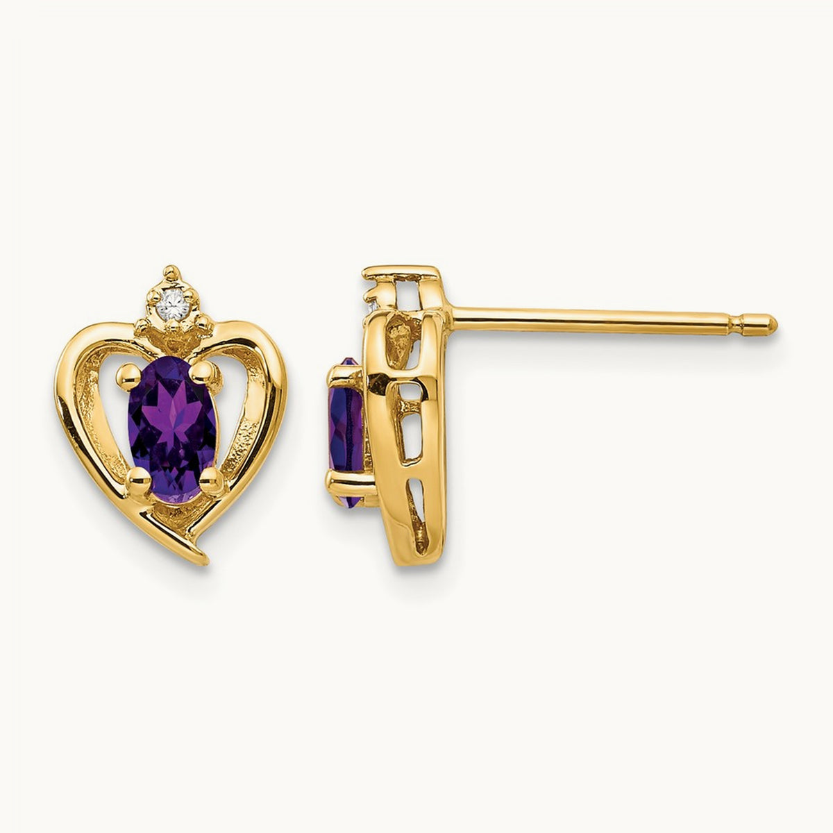 Amethyst and Diamond Heart Earrings — photo set