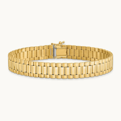 Men's Satin and Polished 8in Link Bracelet, 14K