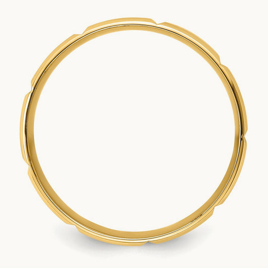 Standard Comfort Fit Brush Satin Fancy Band, 14K Yellow Gold