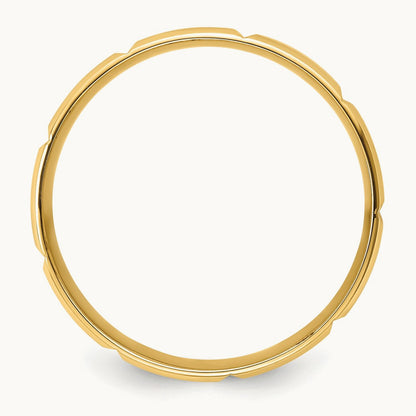 Light Comfort Fit Brush Satin Fancy Band, 14K Yellow Gold