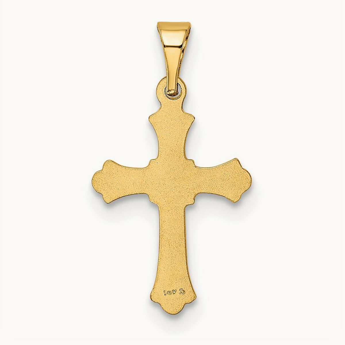Budded Cross Charm — 14K Yellow Gold, 21mm