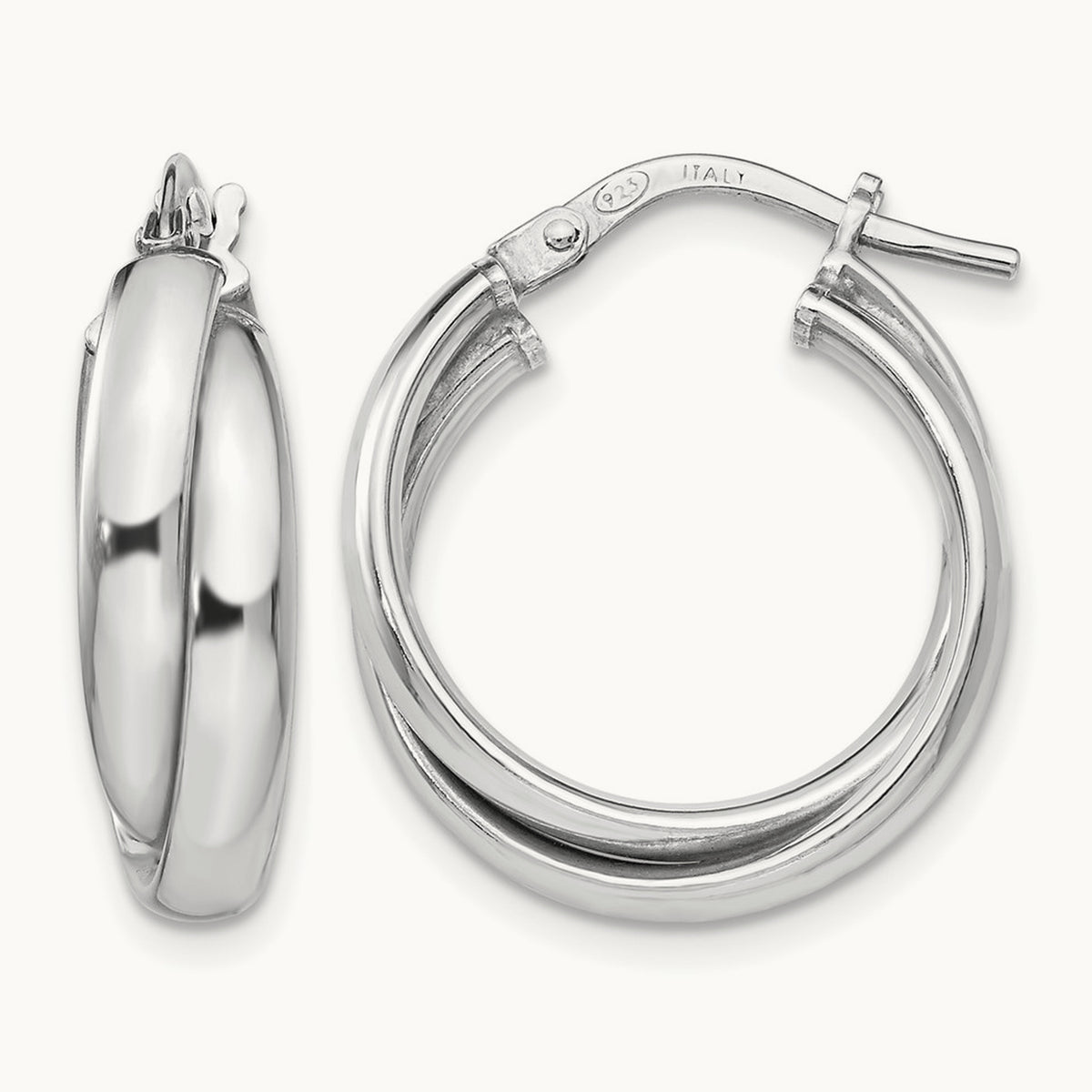 RH-plated Polished Twisted Hoop Earrings, Sterling Silver — Leslie's