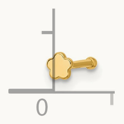 20 Gauge Polished Flower Nose Stud, 14K