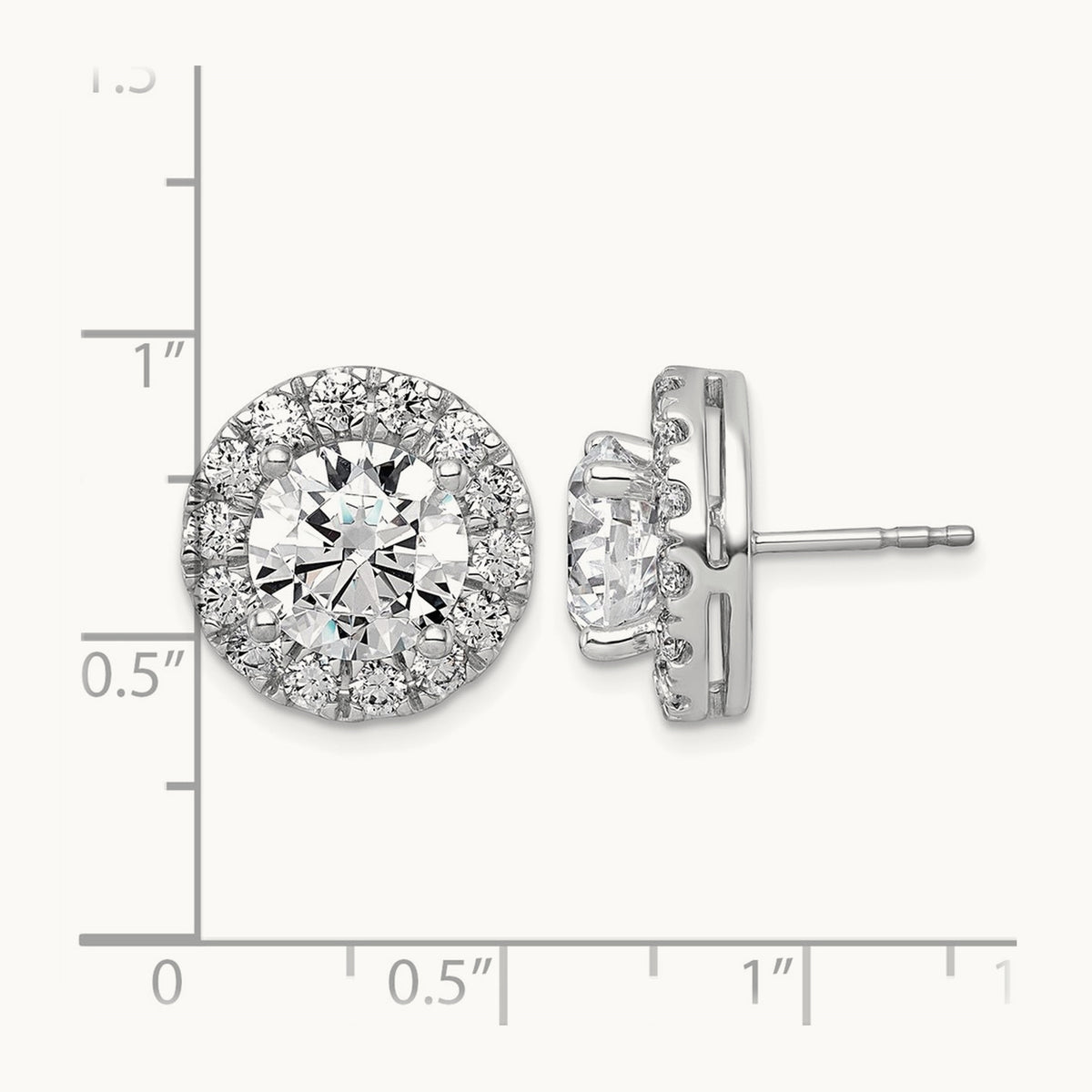 Round Halo Post Earrings, 0.50-7.50 ct tw Lab-Grown Diamond — 7 5/8 ct, 14K White Gold