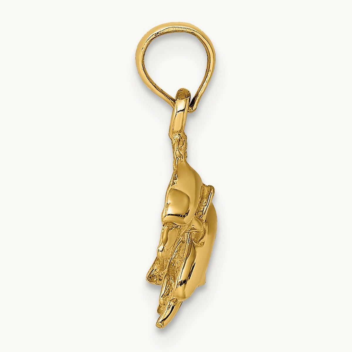 Polished Double Dolphins Jumping Left Charm — 14K Yellow Gold
