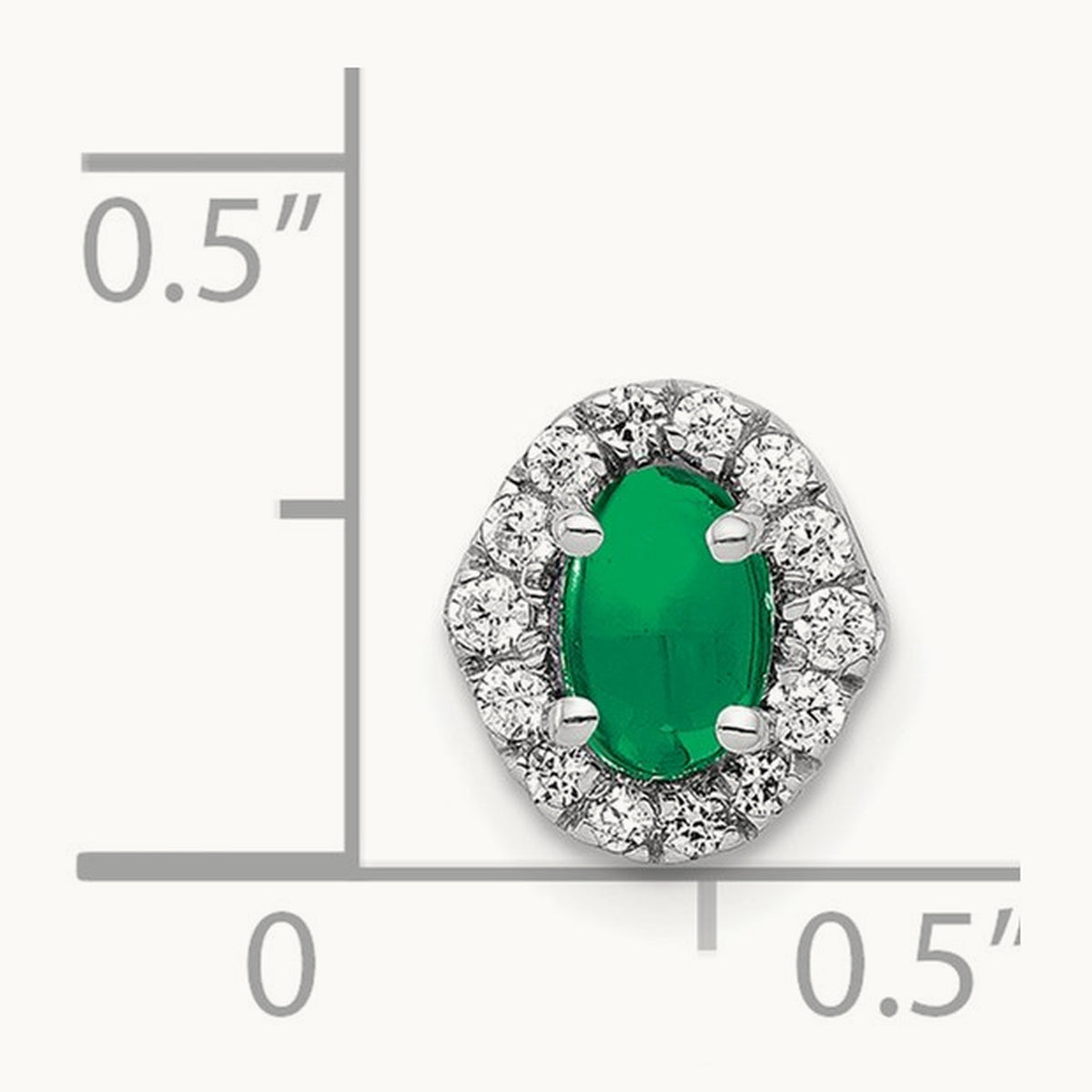 Halo Diamond and Cabochon .73 Emerald Chain Slide, 14K White Gold