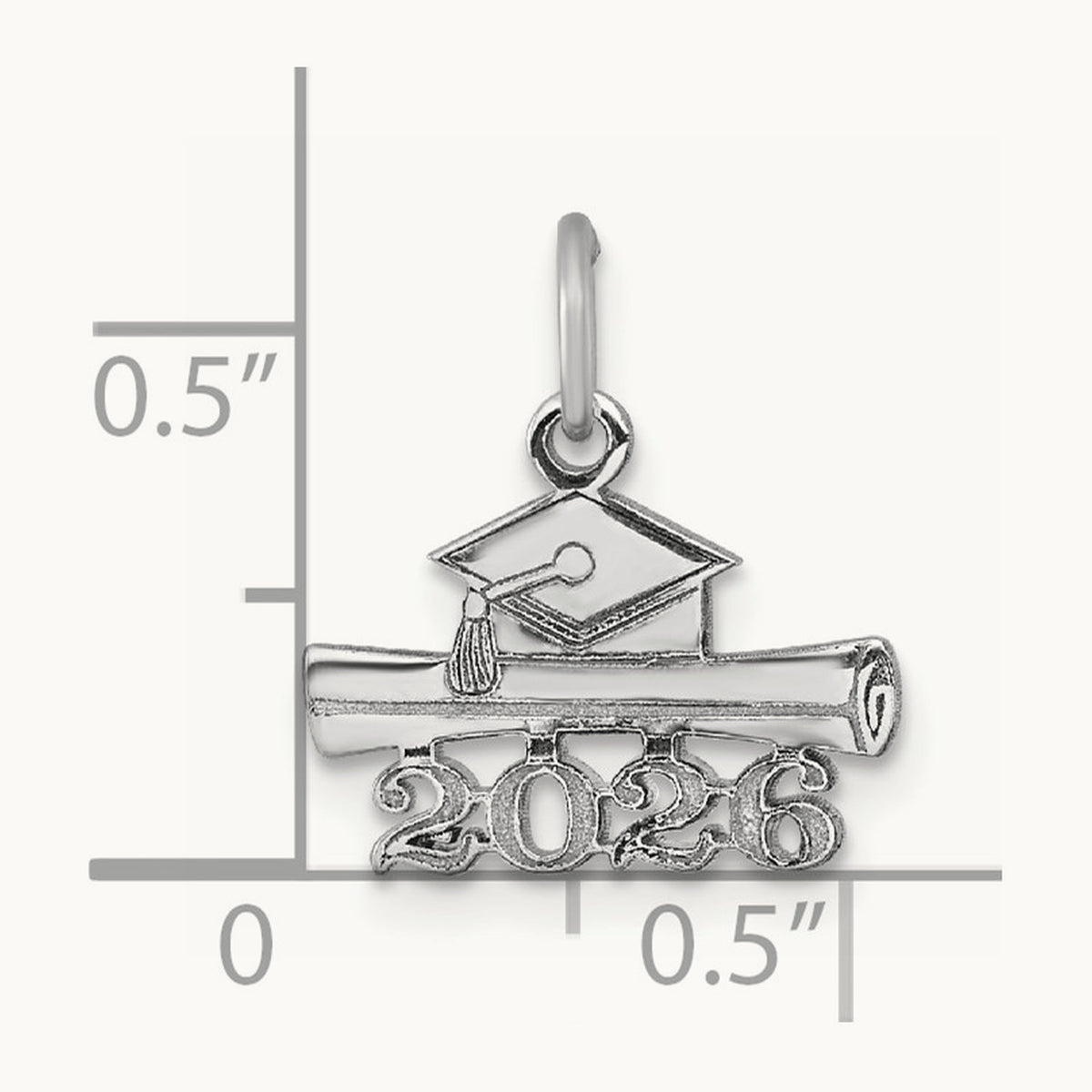2026 Graduation Cap and Diploma Charm, 14K White Gold