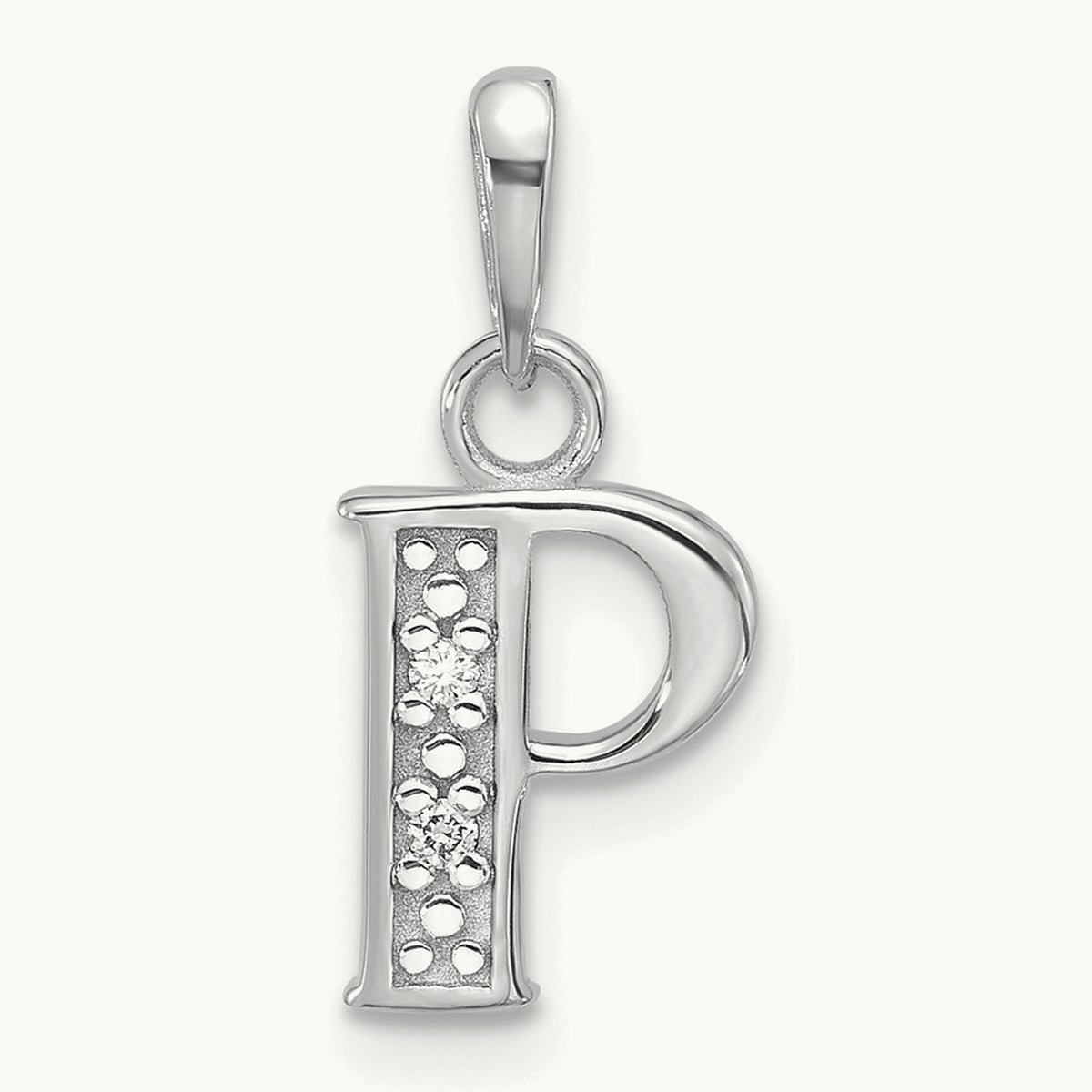 Diamond Letter P Initial Pendant, 14K White Gold