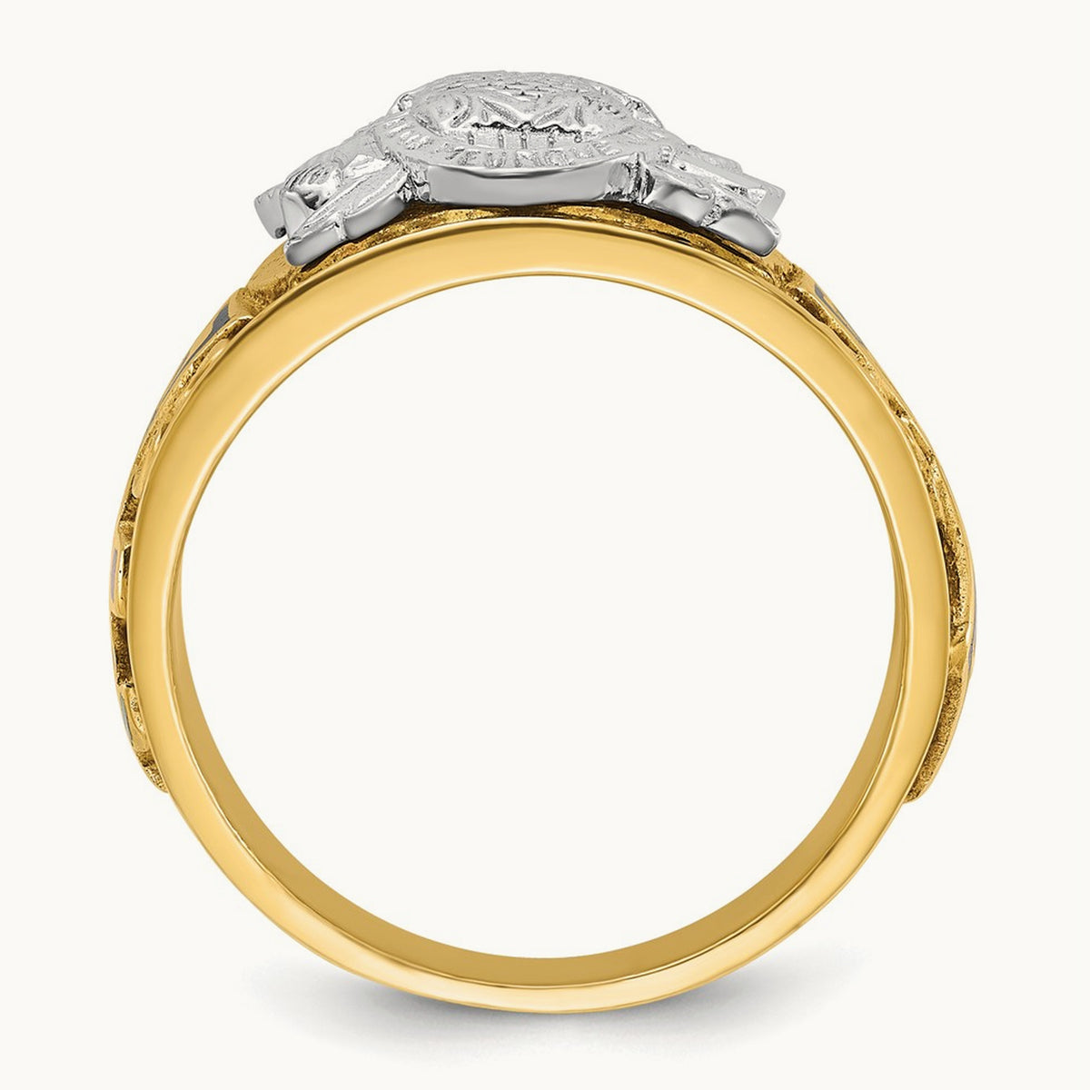 14ktt IBGoodman Men's Textured & Enameled 33rd Degree Masonic Ring