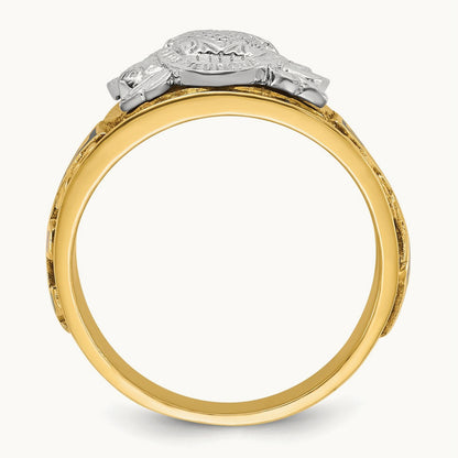 14ktt IBGoodman Men's Textured & Enameled 33rd Degree Masonic Ring