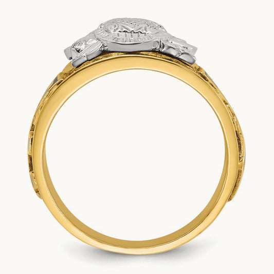 14ktt IBGoodman Men's Textured & Enameled 33rd Degree Masonic Ring