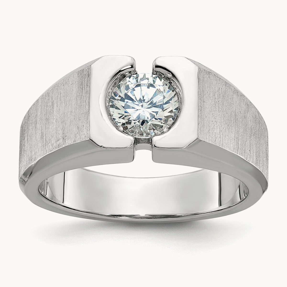 Polished & Satin Men's Ring, 1.00 ct tw Lab-Grown Diamond